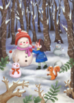冬天雪人插画