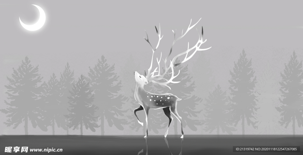 森林里的小鹿插画