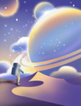 梦幻治愈星球宇航员插画