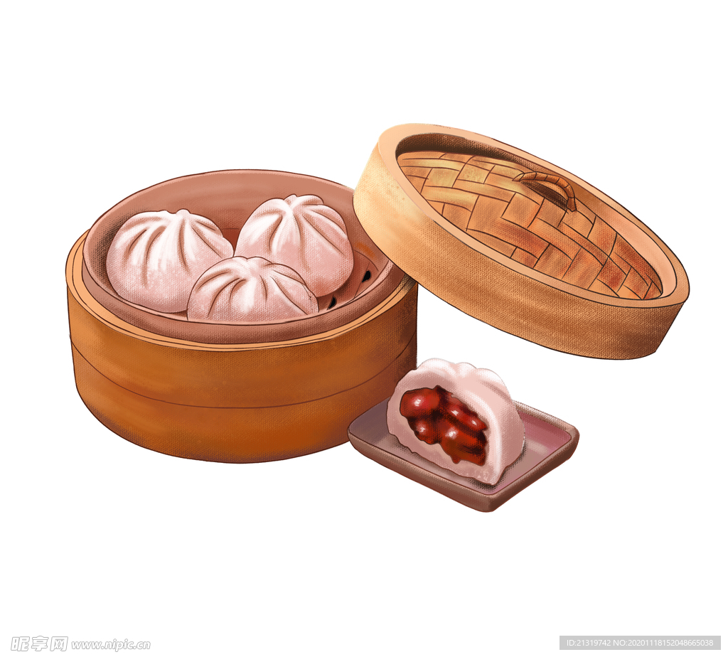 小笼包插画
