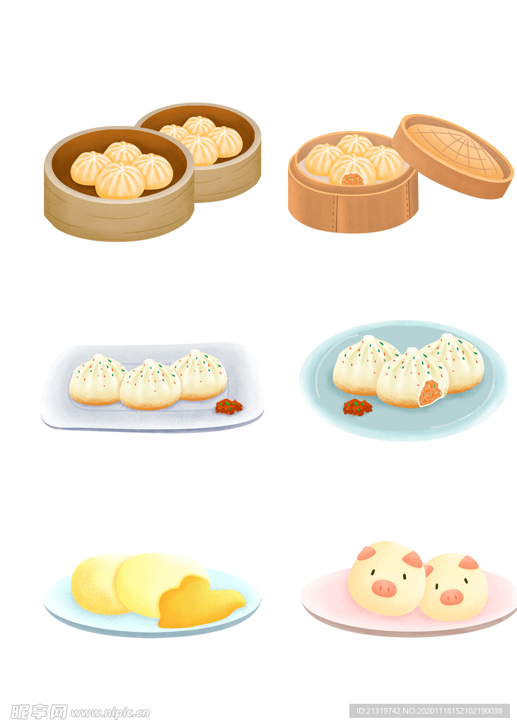 小笼包插画
