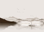 水墨山水合成背景