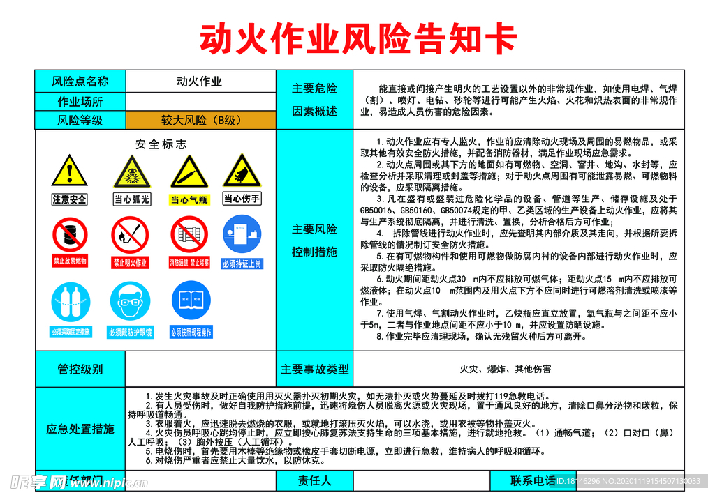 动火作业风险告知卡