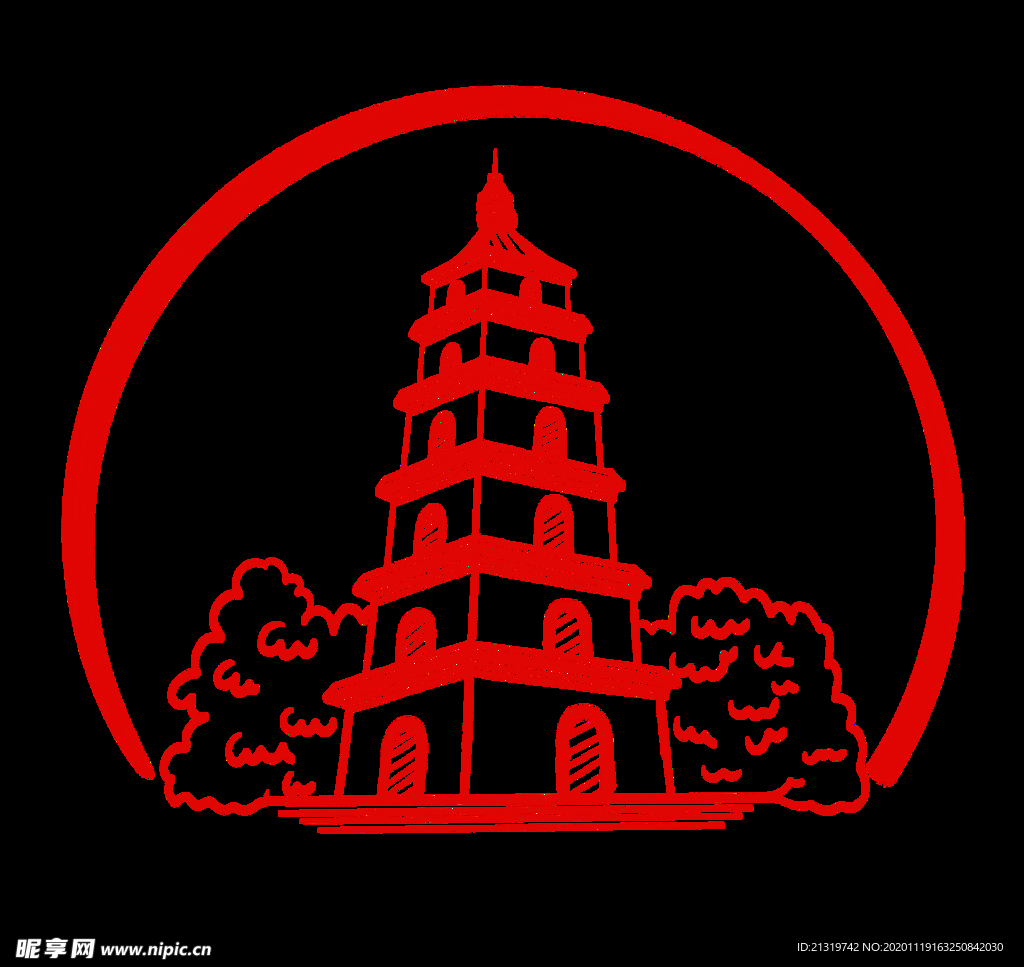 大雁塔插画元素
