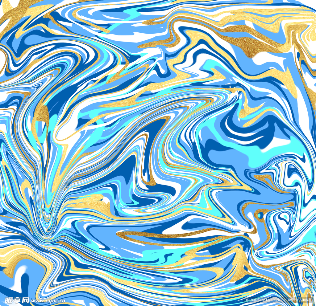 蓝色液体鎏金背景