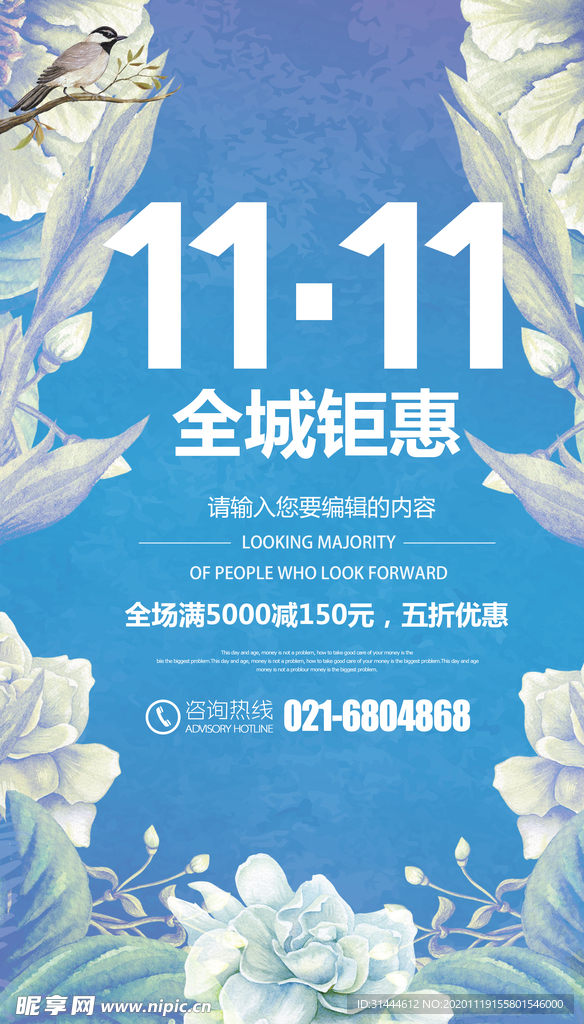 时尚大气双11宣传促销海报