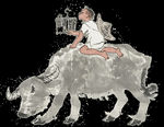 牧牛国画高清免抠素材