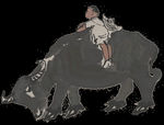牧牛国画高清免抠素材