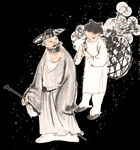 陶渊明采菊国画高清免抠素材