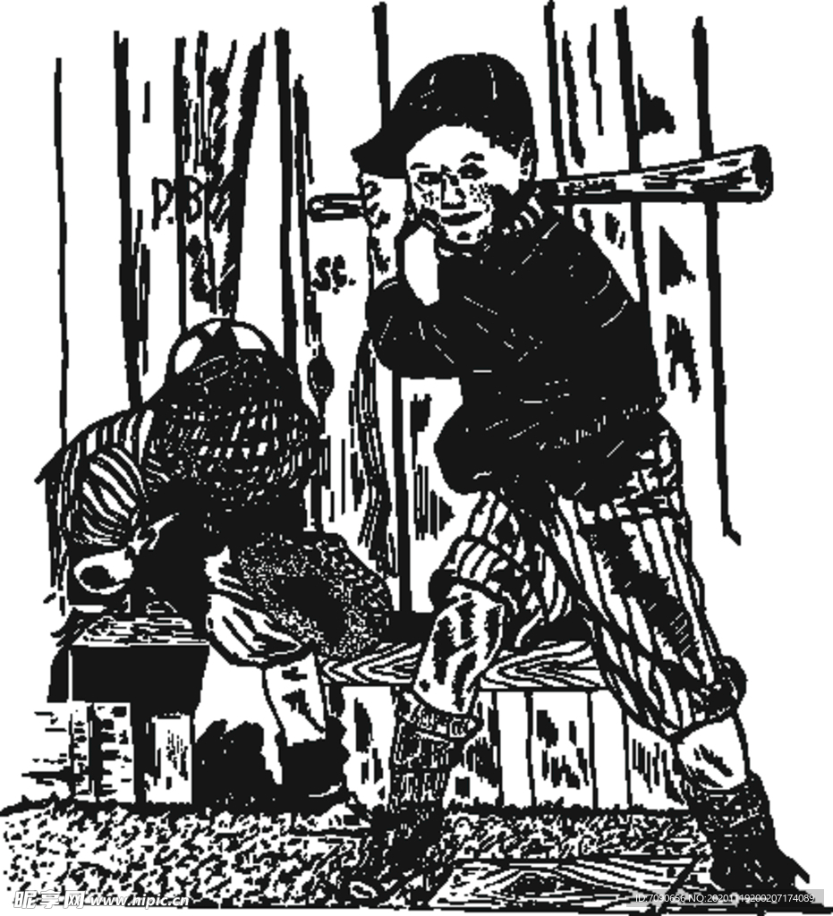 手绘棒球运动