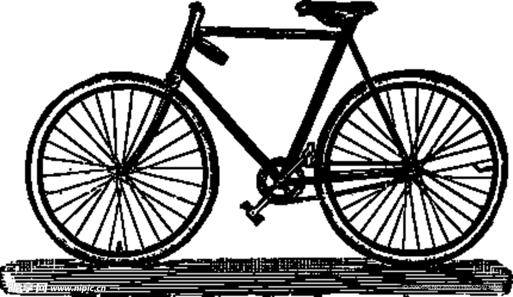黑白手绘自行车