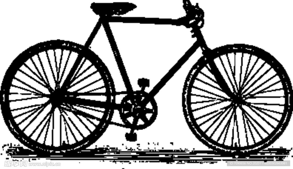 黑白手绘自行车