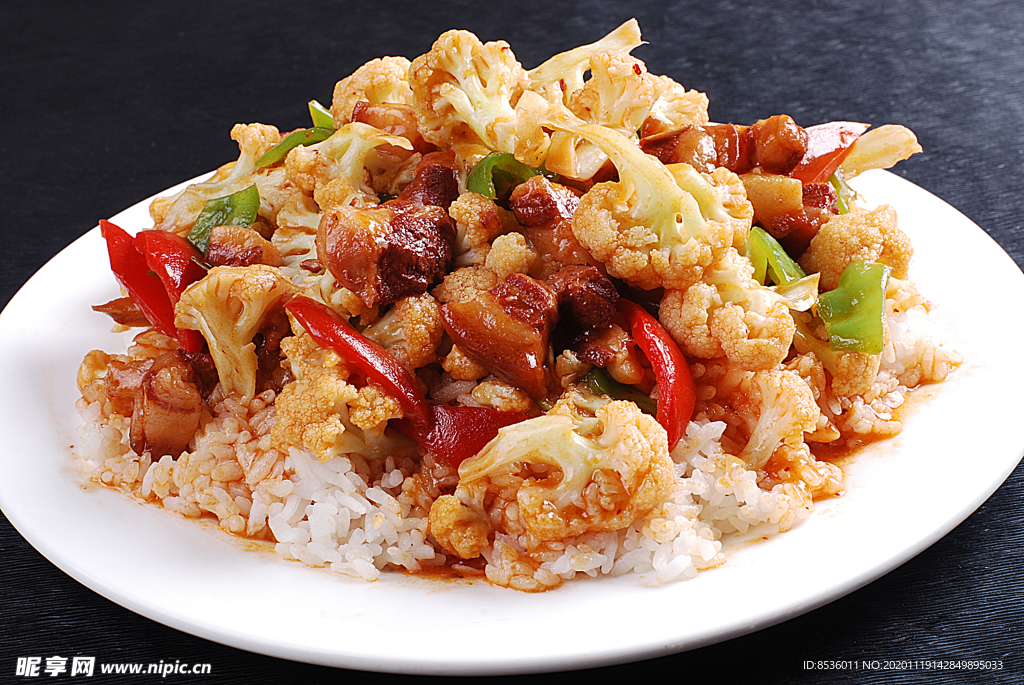 菜花烧肉扒饭