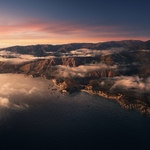 群山大海天空风景晚霞
