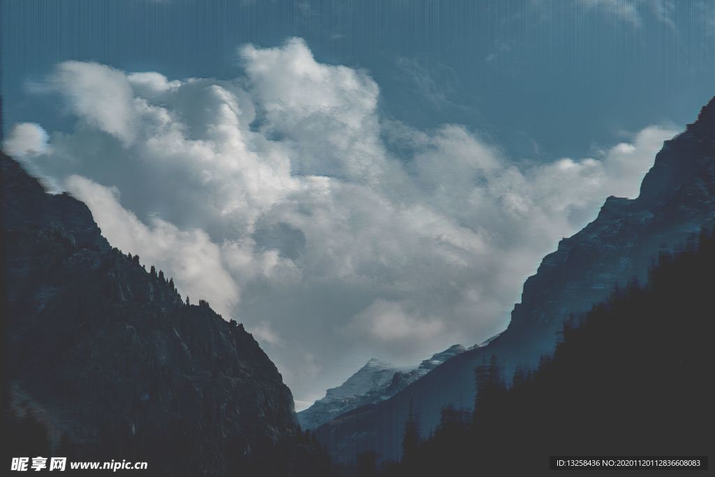 群山森林天空白云风景