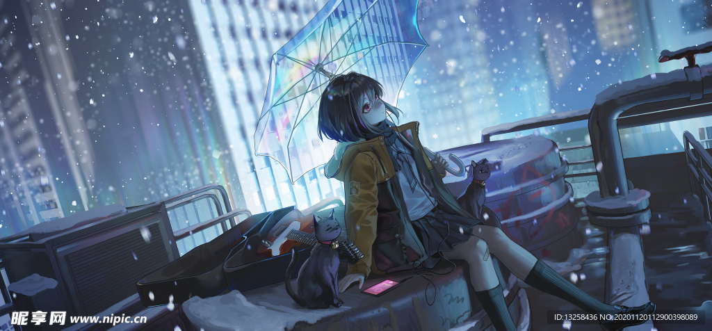 彩色动漫人物插画背景