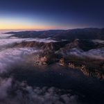 群山大海天空风景晚霞