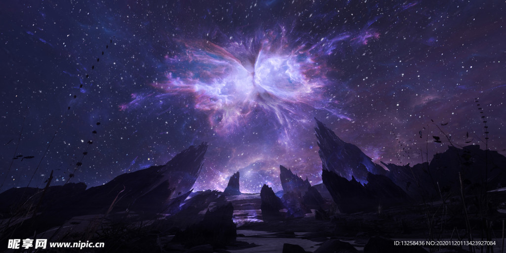彩色星空动漫风景背景