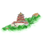 颐和园手绘插画