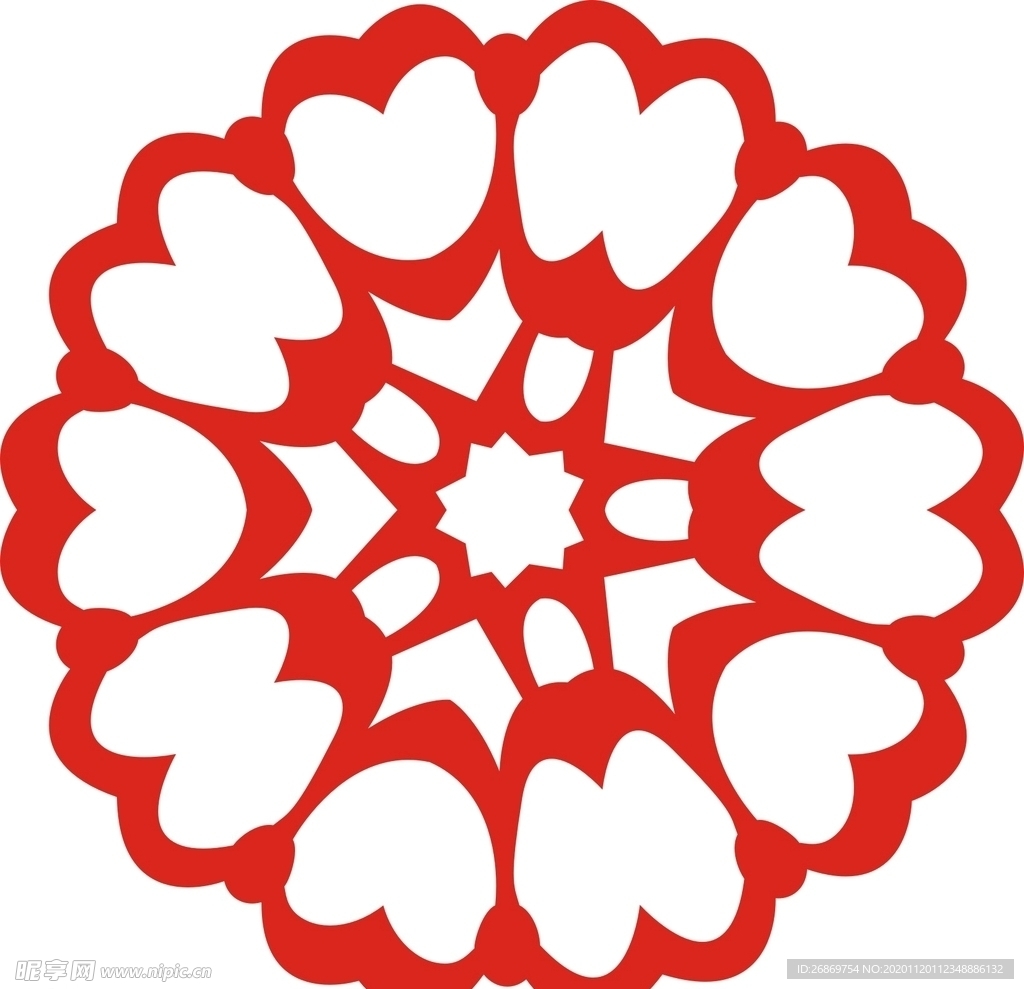 六角剪花窗花纸图案背景元素