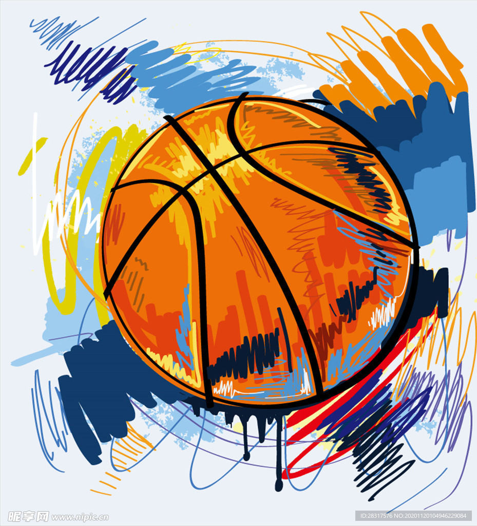 矢量篮球涂鸦