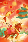 手绘牛年 国潮牛年