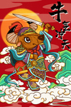 手绘牛年 国潮牛年