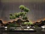 中式迎客松盆景3d模型