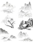 水墨远山素材
