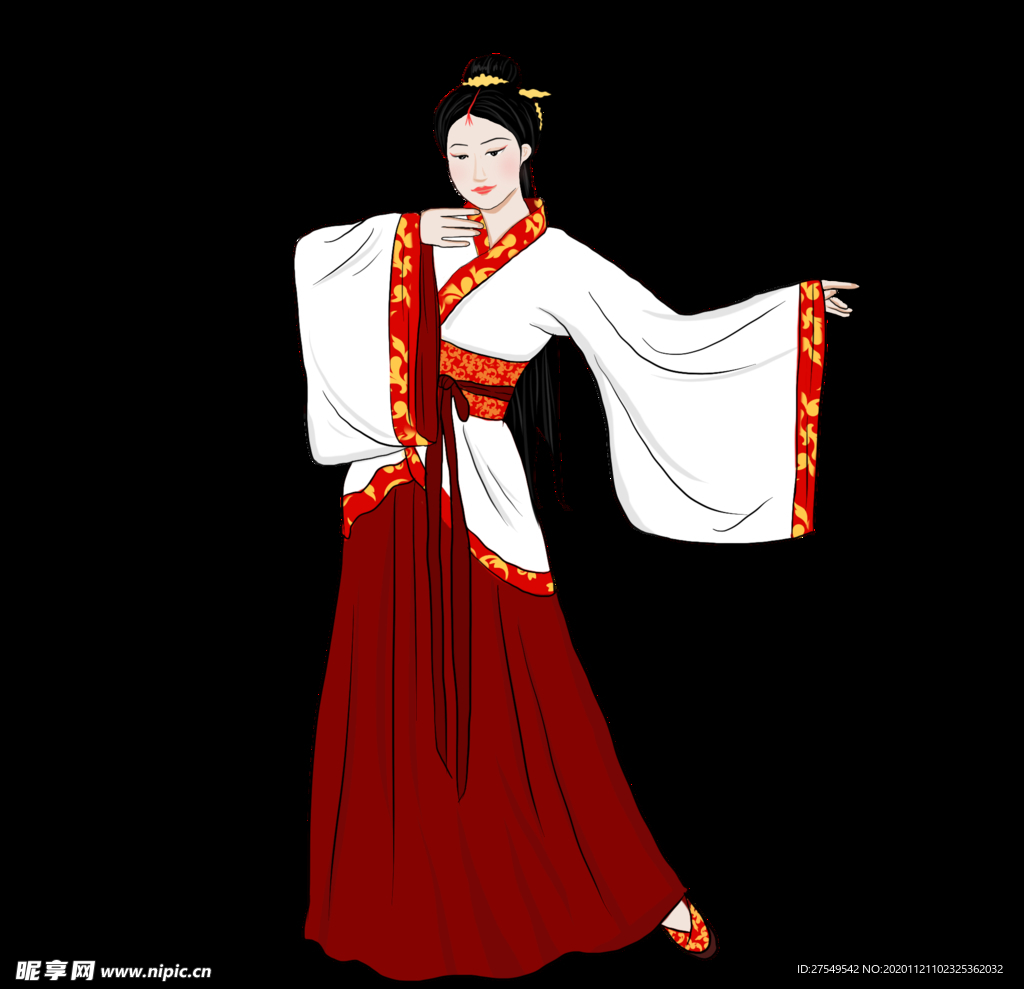 汉服女子服装设计手绘画