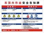 吊顶内作业安全告知牌