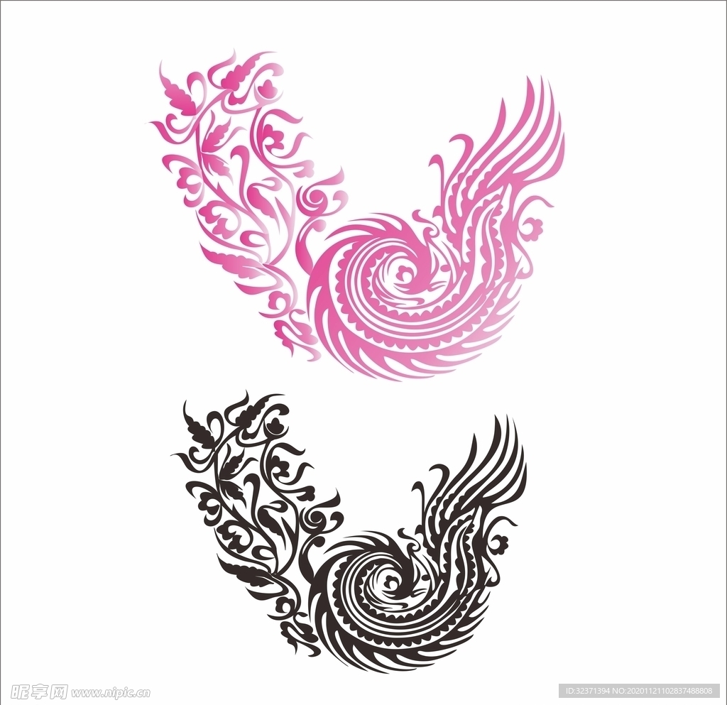 侗族剪纸刺绣凤鸟纹样图案
