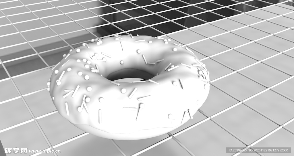 C4D甜甜圈3D建模白模