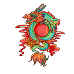 国潮风格青色龙爪子与红色祥云