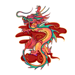 国潮风祥云与红色的龙元素