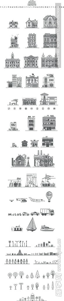 线描房子建筑房子