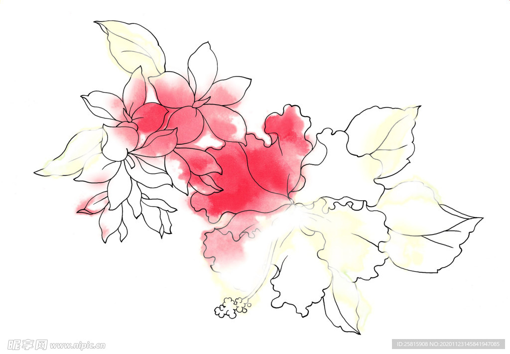 水墨花