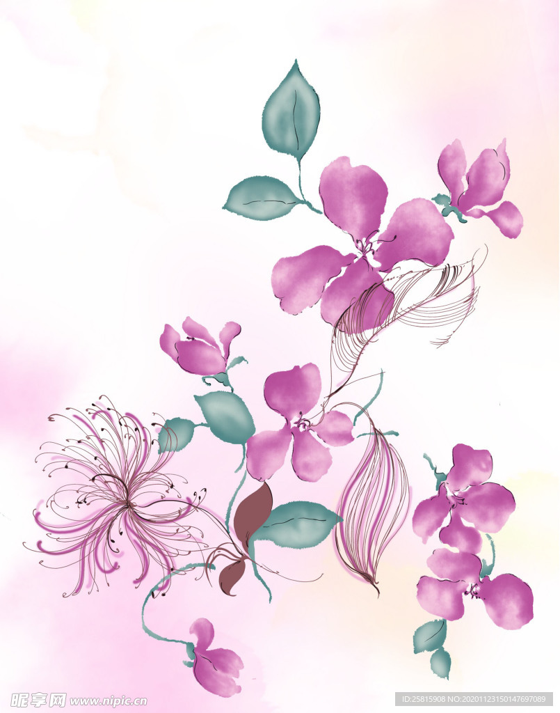 水墨花