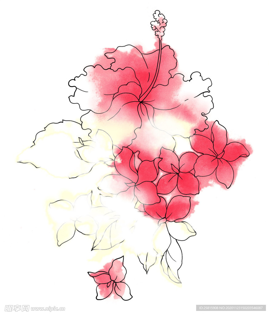 水墨花