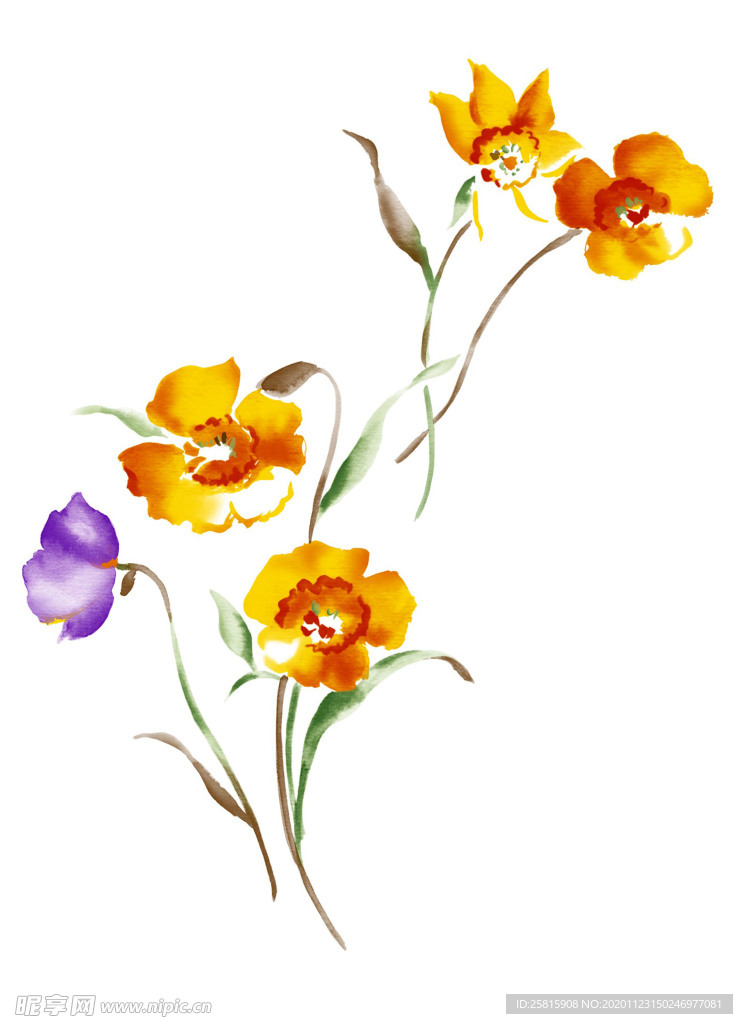 水墨花草