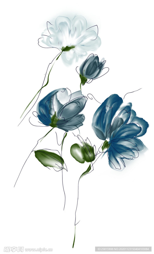 水墨花草
