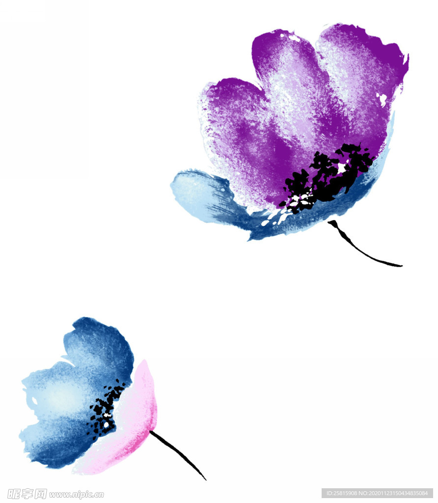 水墨花草