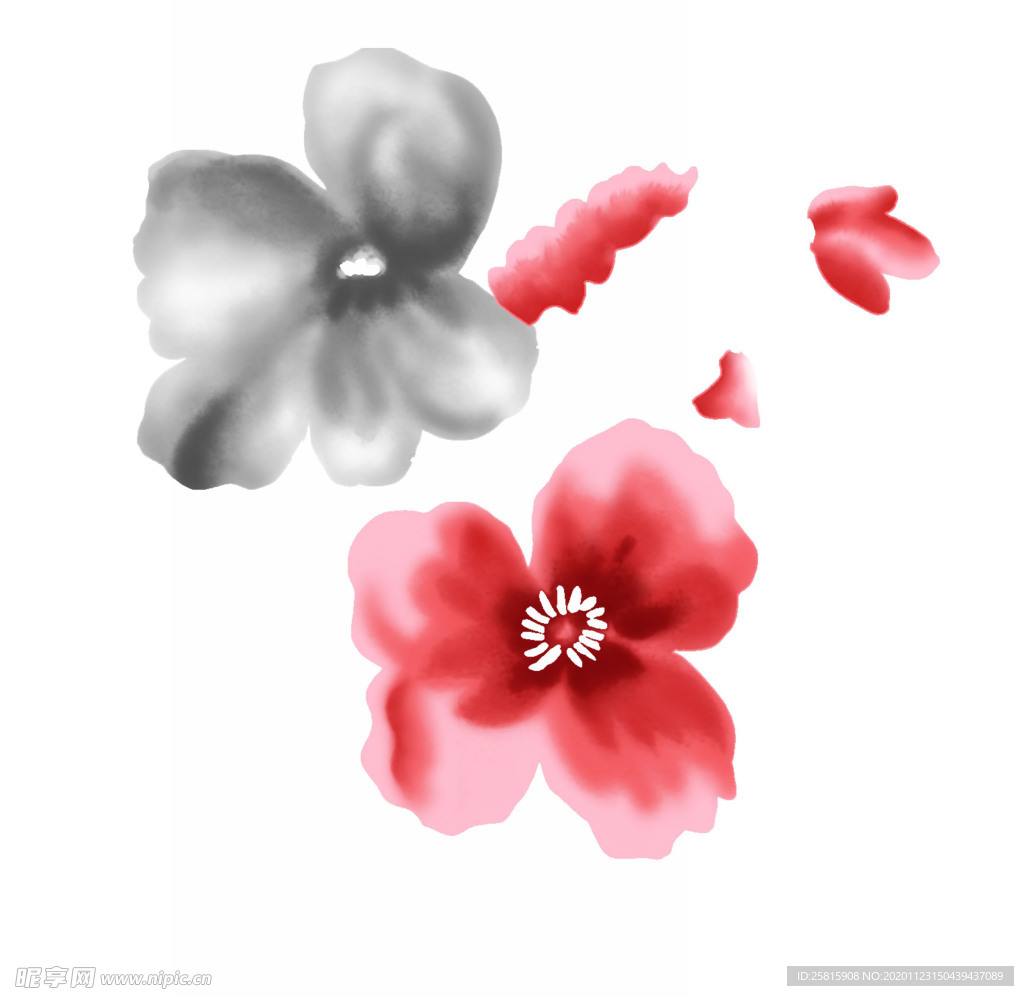 水墨花草