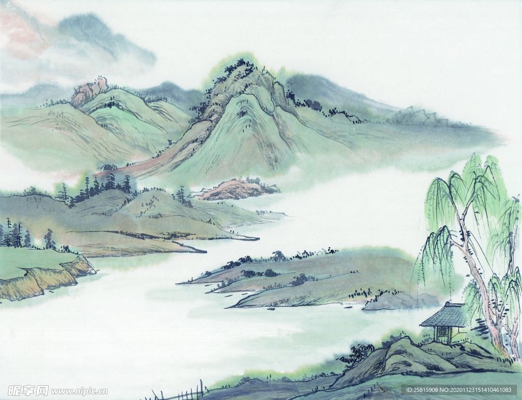 水墨山水 水彩风景 水彩山水