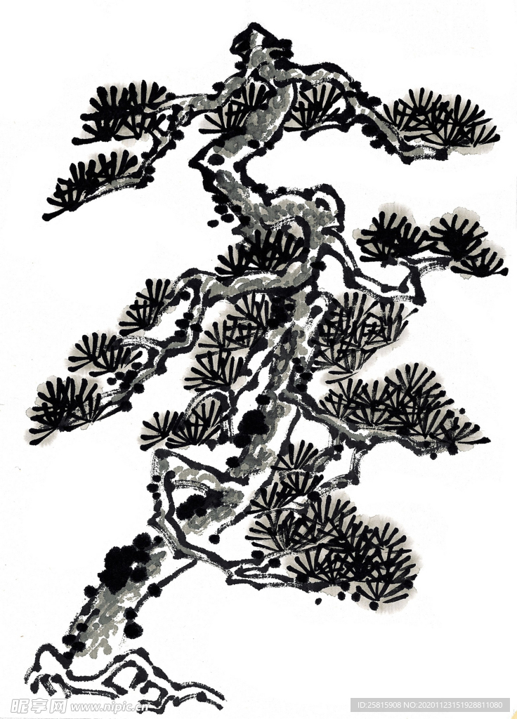 水墨古树