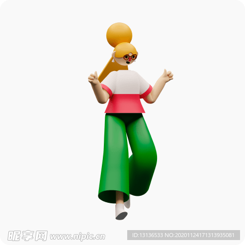 女孩c4d 插图 模型 扁平化