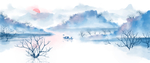 中国风手绘水墨风景