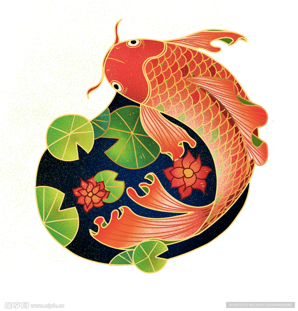 中国风国潮鲤鱼