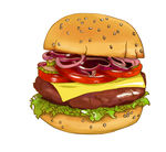 汉堡食物原创插画