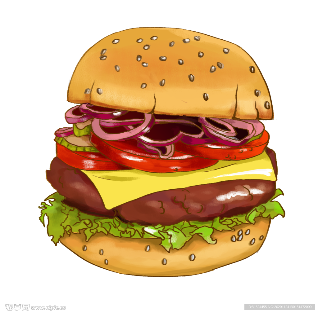 汉堡食物原创插画